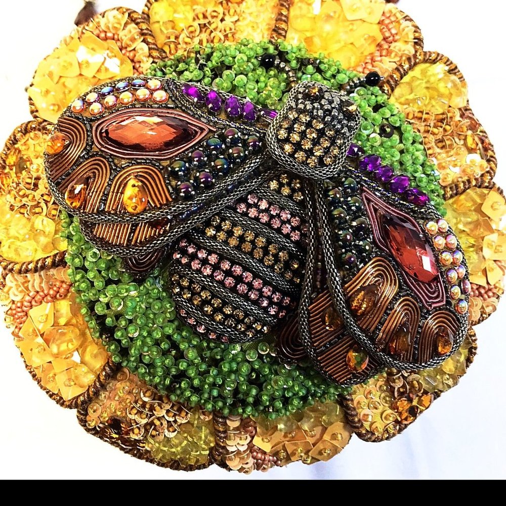 Mary Frances Beaded Rhinestone Bumble Bee Clutch